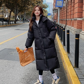 韩版中长款加厚小个子宽松时尚港风学生羽绒棉服面包服ins外套女